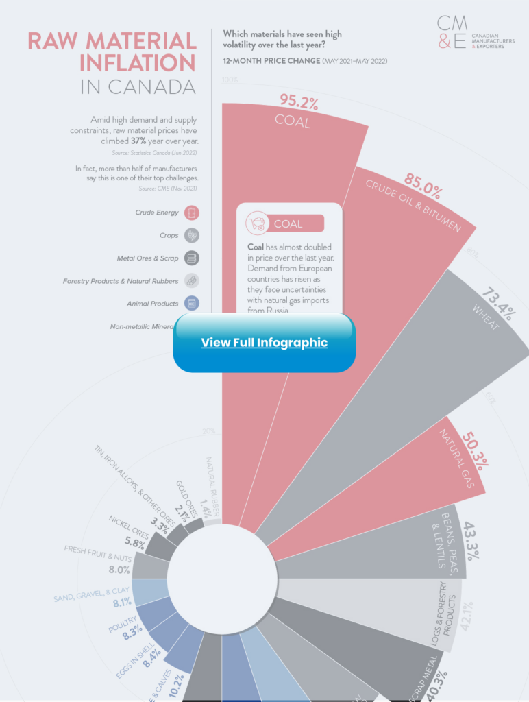 Infographic Visualizing Raw Material Inflation in Canada Gemini Data